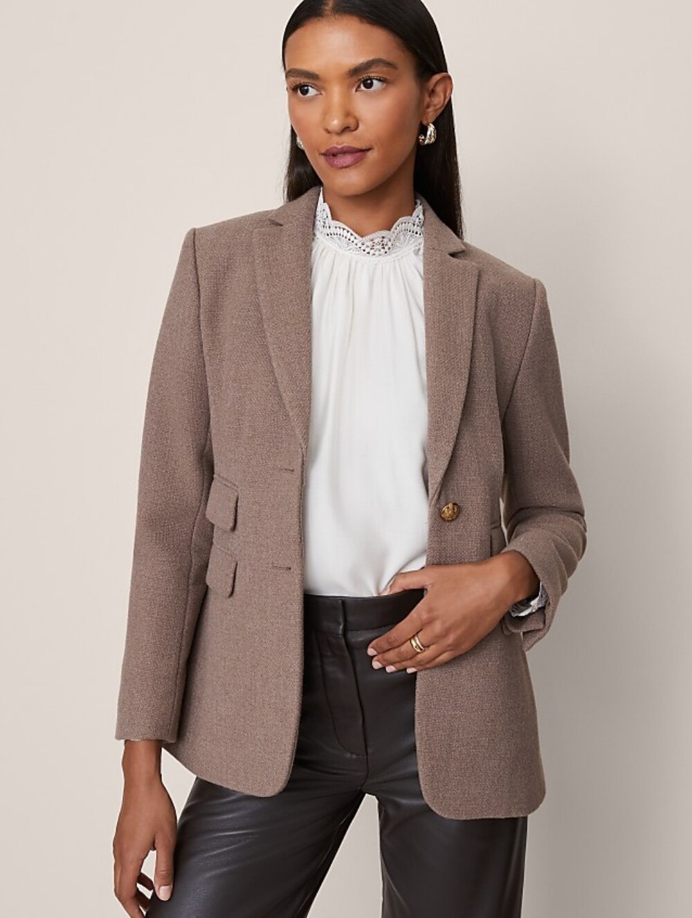 NWT Ann Taylor The Greenwich Blazer Cardamom Heather Sz 10